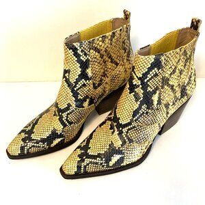 Sam Edelman Winona Yellow Black Snakeskin Print Booties Size 7M